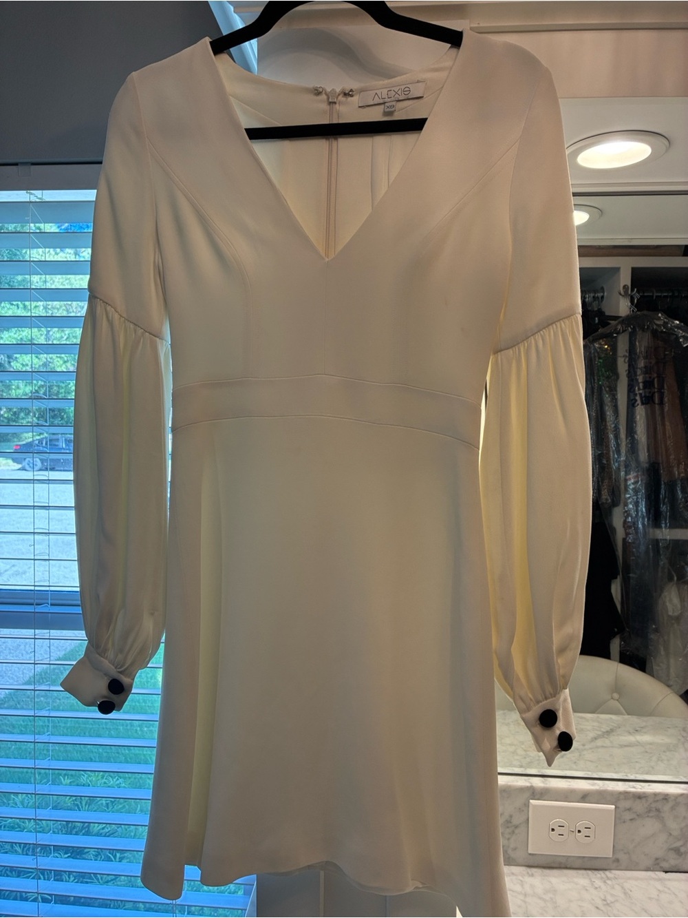 Alexis Cream V-Neck Long Sleeve Mini Dress